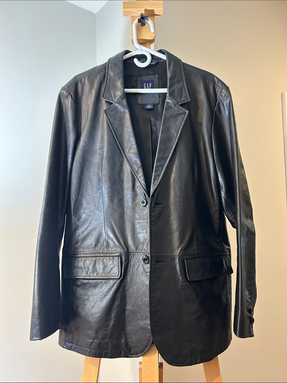 GAP Men’s Black Leather Blazer | Vintage Y2K